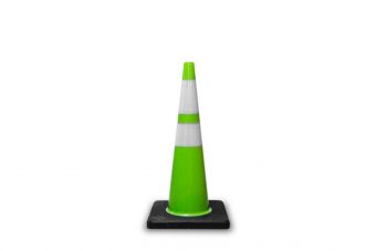 Cono de tránsito Verde Fluor con dos Cintas - 70 cm.